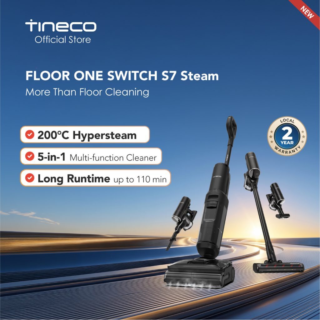 Tineco Floor One Switch S7 Steam Wet and Dry Cordless Stick Vacuum Cleaner and Floor Washer 25kPa 20