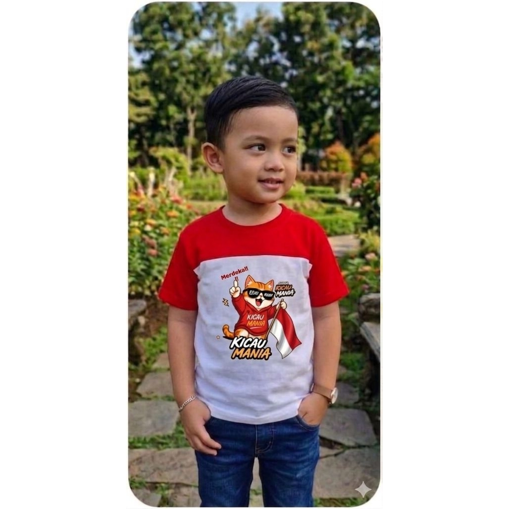 kaos kicau mania merah putih / kaos anak merah putih/ kaos agustusan anak 2026