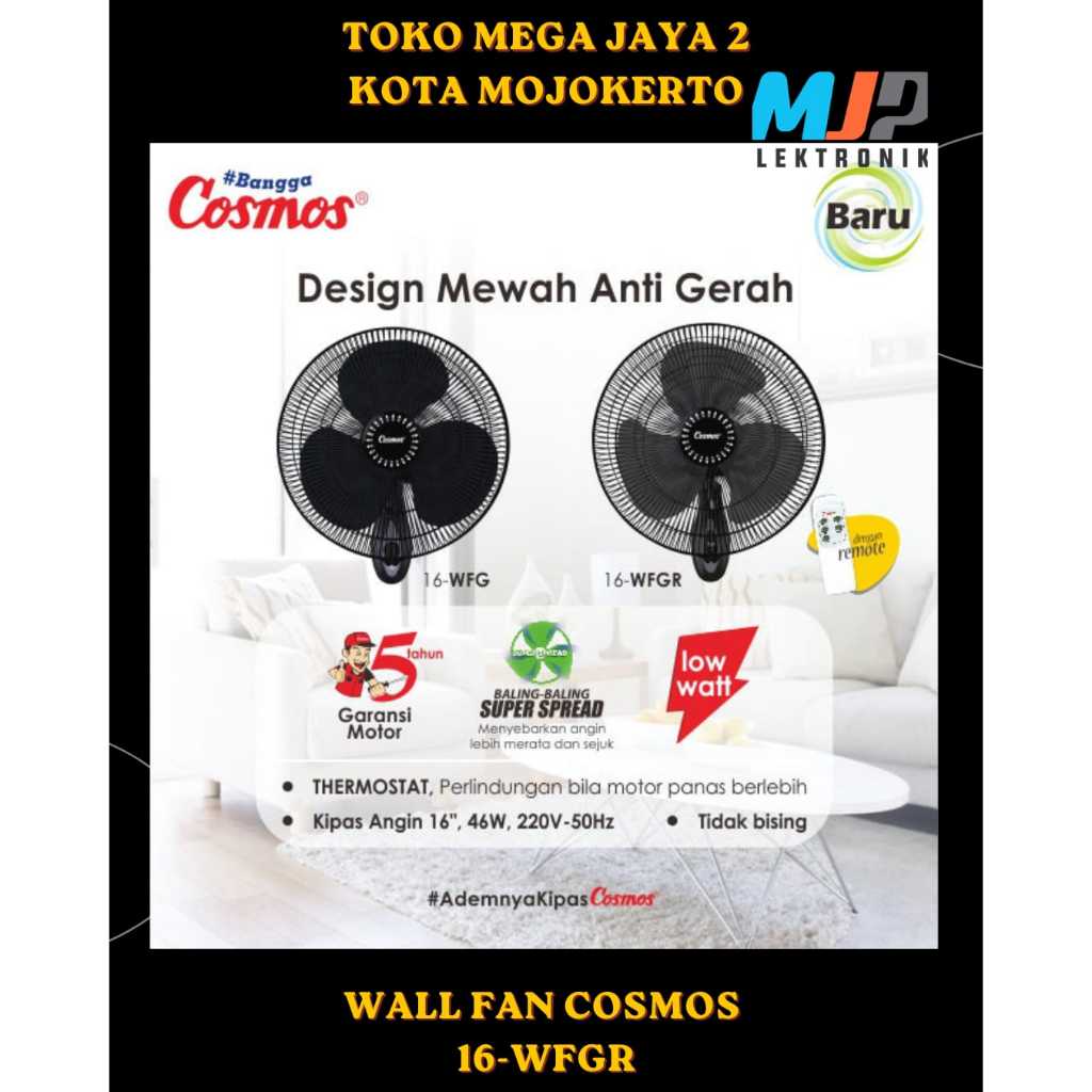 KIPAS DINDING COSMOS 16WFGR / COSMOS 16WFGR REMOTE CONTROL / UKURAN 16 INCH