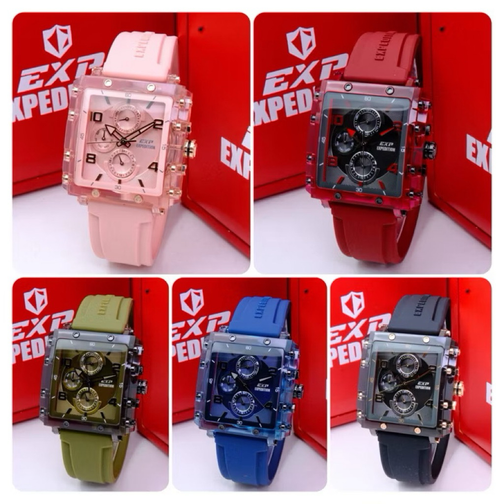 JAM TANGAN WANITA EXPEDITION E 6808 M / 6808 ORIGINAL STRAP RUBBER SILICONE