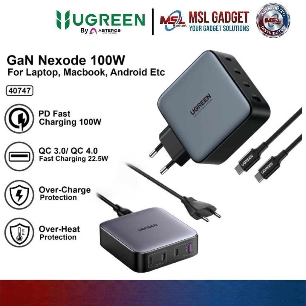 UGREEN Charger 100W GaN Nexode Multi Port USB Type C PD For Laptop Macbook