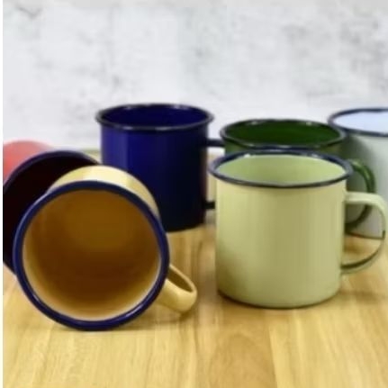 Mug enamel burig Cangkir Seng Kaleng Mug Brilik Muk Burik Loreng Enamel Classic Jadul Vintage Mug po