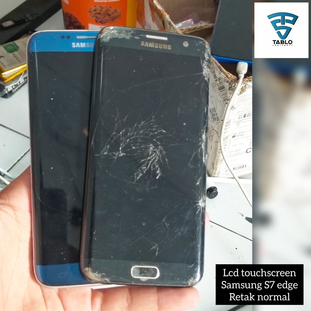 LCD touchscreen frame Samsung S7 edge retak normal
