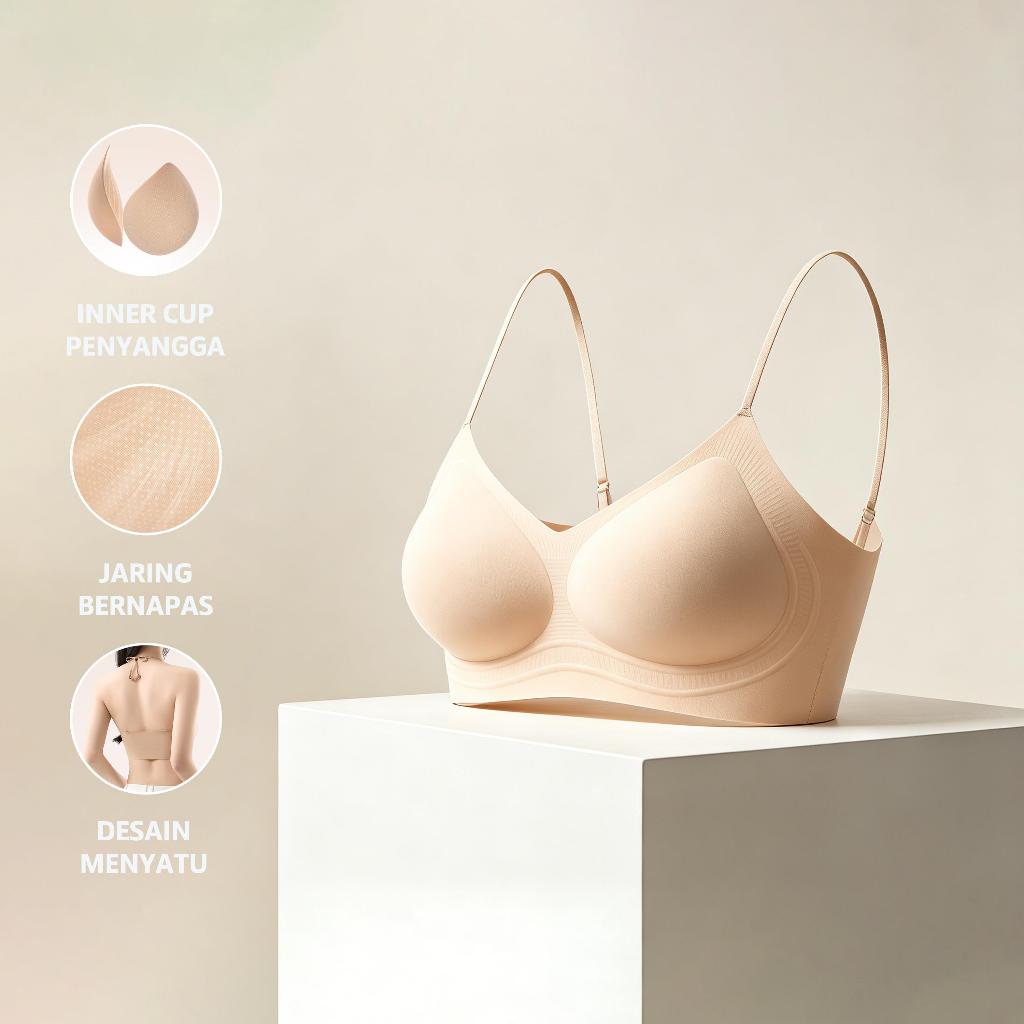 Bra Seamless Wanita Ultra Tipis Adem Tanpa Kawat Nyaman Anti Bekas Breathable Efek Push Up Harian Cu