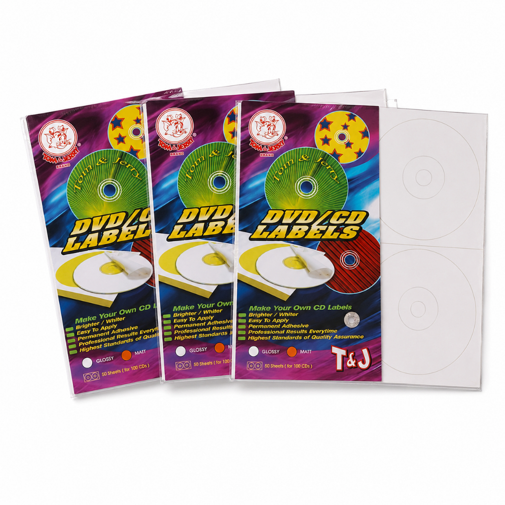Kertas Label CD 3 Pack Sticker TNJ Variasi Matte Lubang Besar