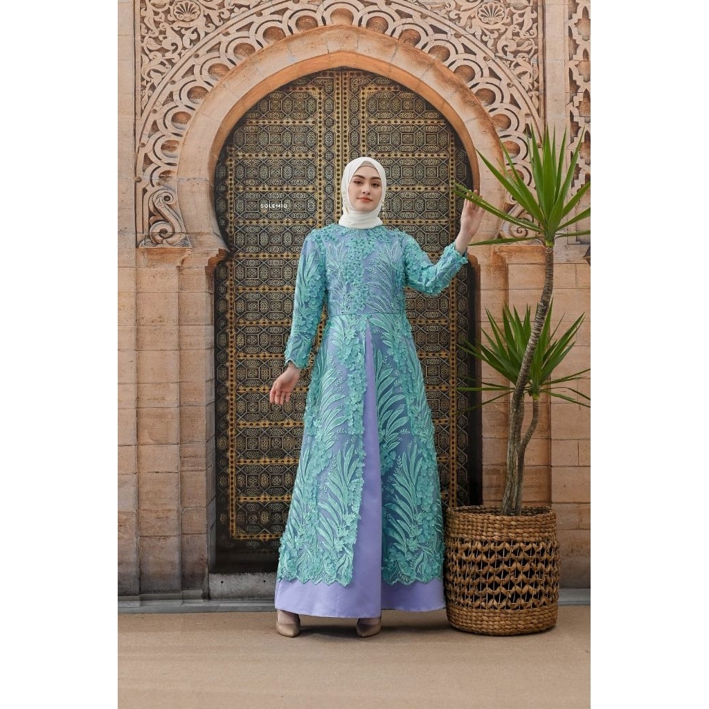 SOLEMIO MAXIDRESS / TERUSAN PANJANG / GAUN PESTA / GAMIS / BAJU MUSLIM MEWAH BUNGA TIMBUL