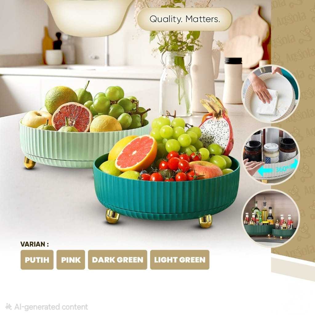 WPS705 SIZE BESAR - Wadah Penyimpanan Putar Rak Kosmetik Dapur Botol Bumbu Buah Cemilan Desktop Orga