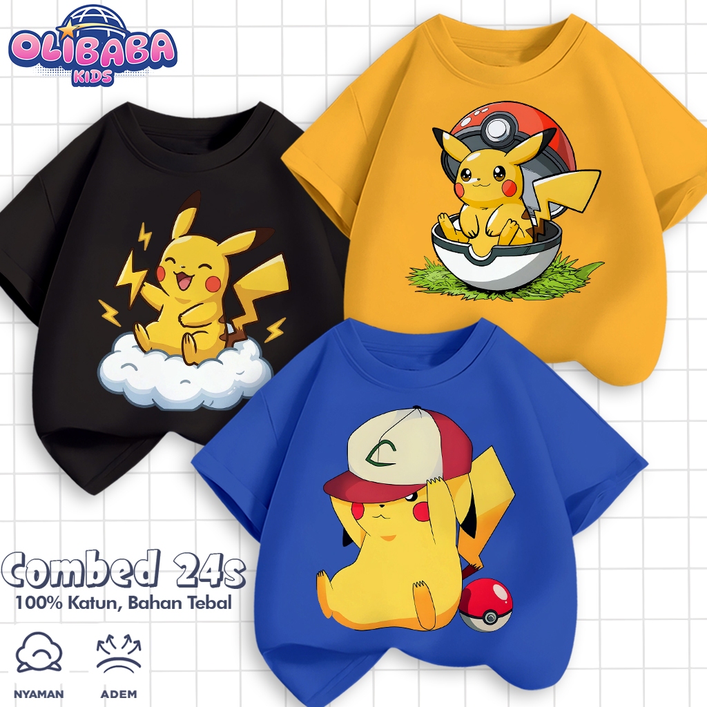 Olibaba Kidswear - Kaos Anak Premium 1-12 Tahun Katun Tebal 24s Baju Anak Laki Perempuan - F75