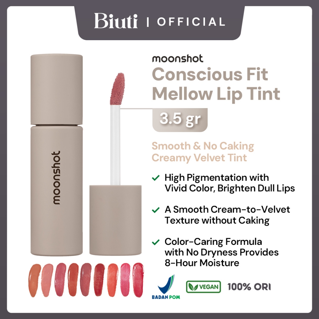 [NEW LAUNCH] MOONSHOT Conscious Fit Mellow Lip Tint - Cream to Velvet Korean Lip Tint with Lightweig