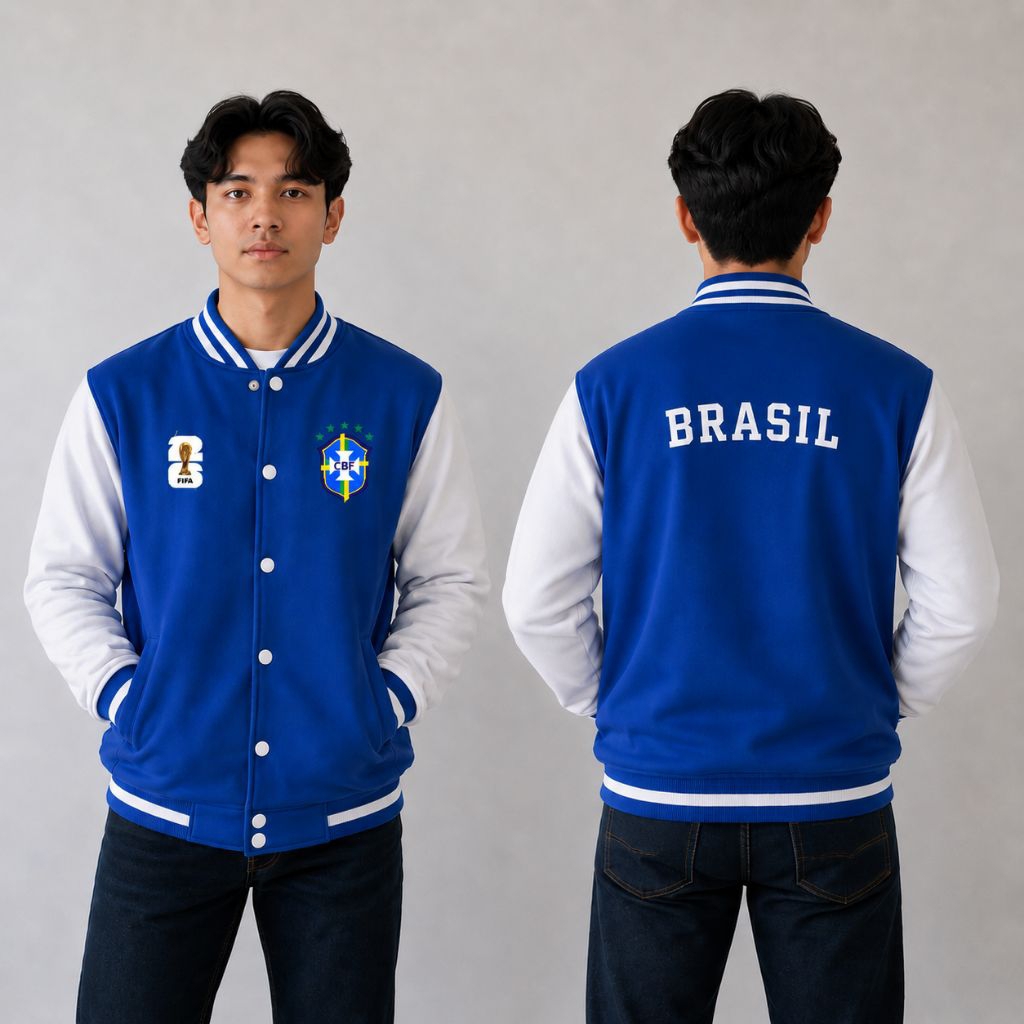 Jaket Baseball Kancing Timnas Brazil Piala dunia 2026 Terbaru - Jaket Brasil 20206