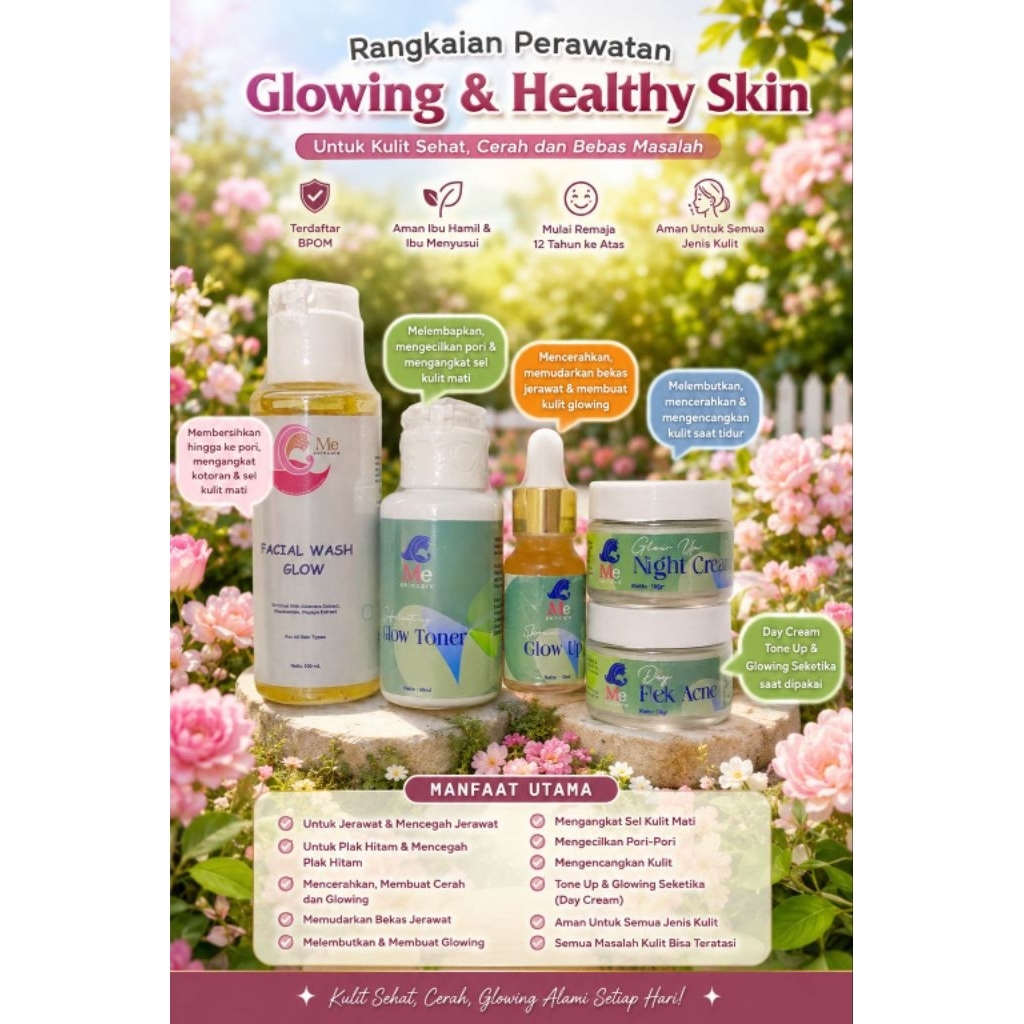 Me skincare original Paket premium glowing flek acne glow up BPOM aman