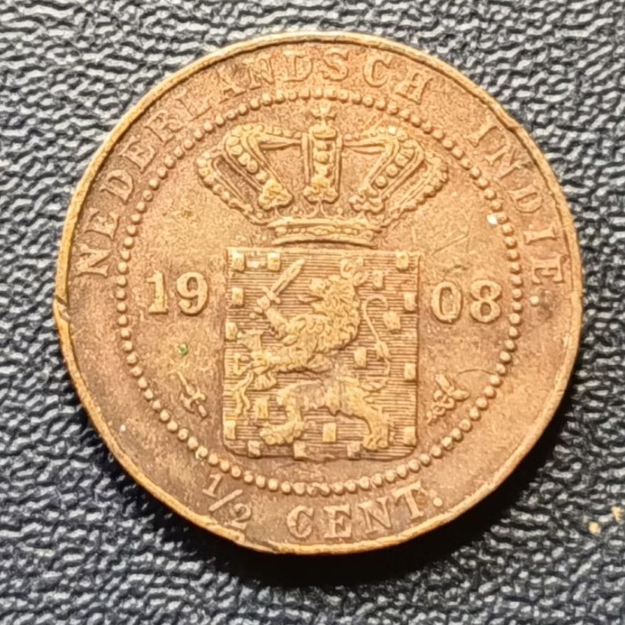 Koleksi Koin Nederlands Indie ½ Cent Tahun 1908