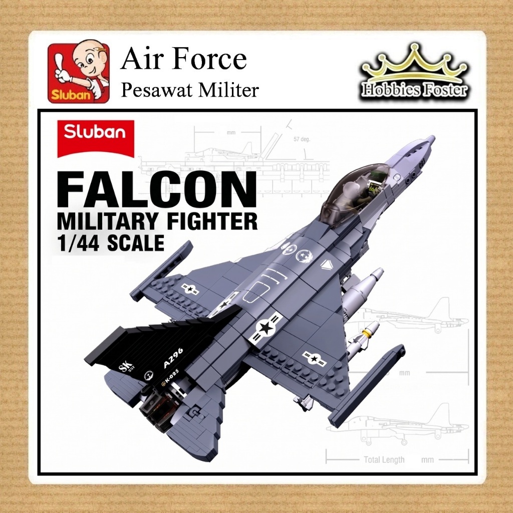 BRF Sluban B0891 Air Force Military Jet Fighter F16 Viper FALCON Mainan DIY Pesawat MOC