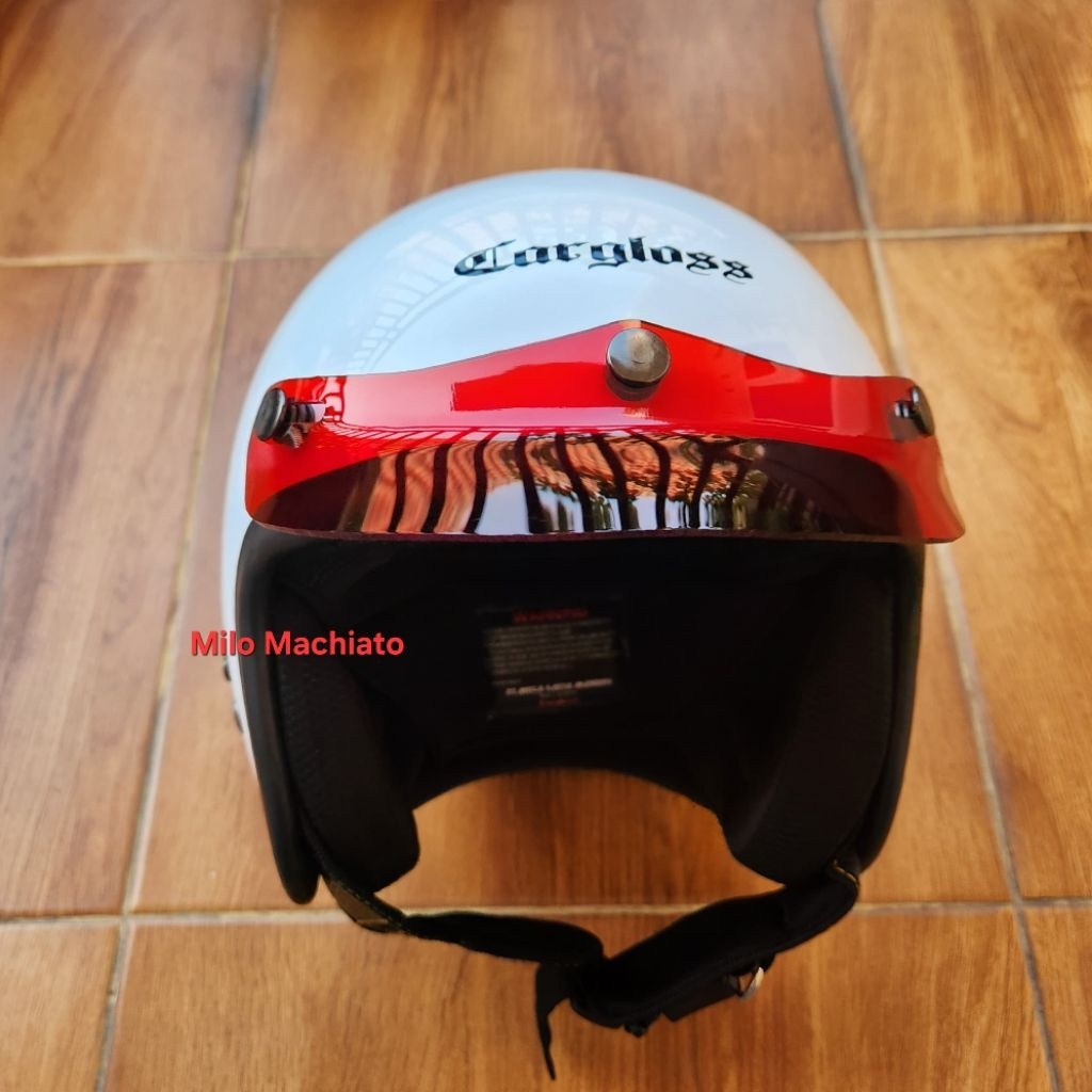 Helm Cargloss Retro size L White Glossy ORIGINAL SECOND