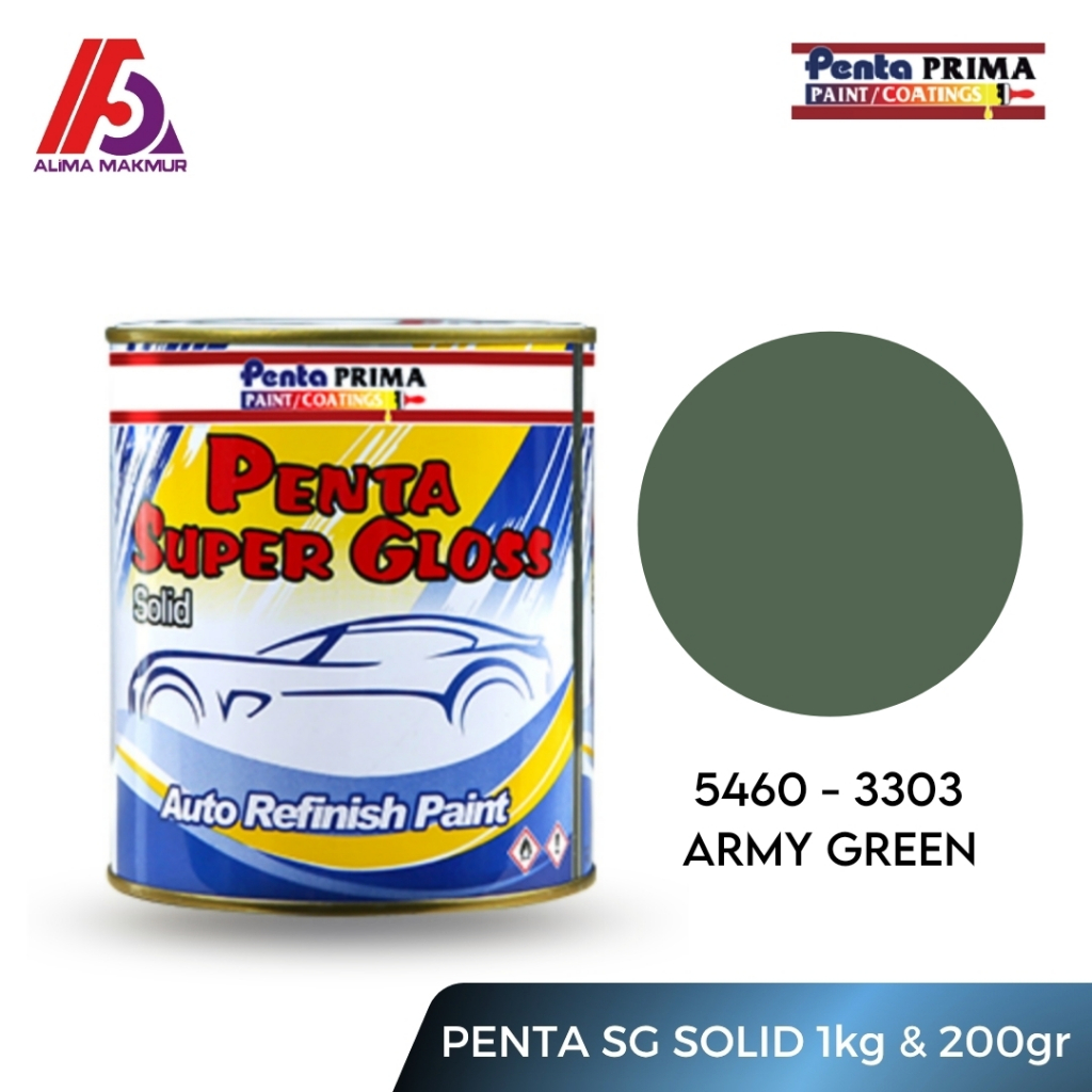 Penta Super Gloss 3303 Army Green 1kg dan 200gram / Cat Duko Army Green / Cat Penta Army Green
