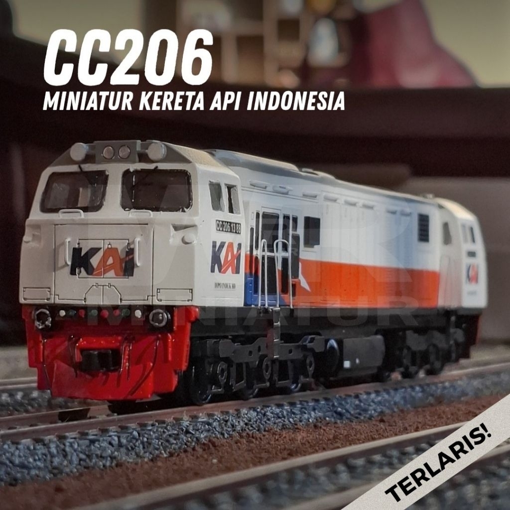 Miniatur Lokomotif Kereta Api Indonesia KAI CC206 Skala HO Medium