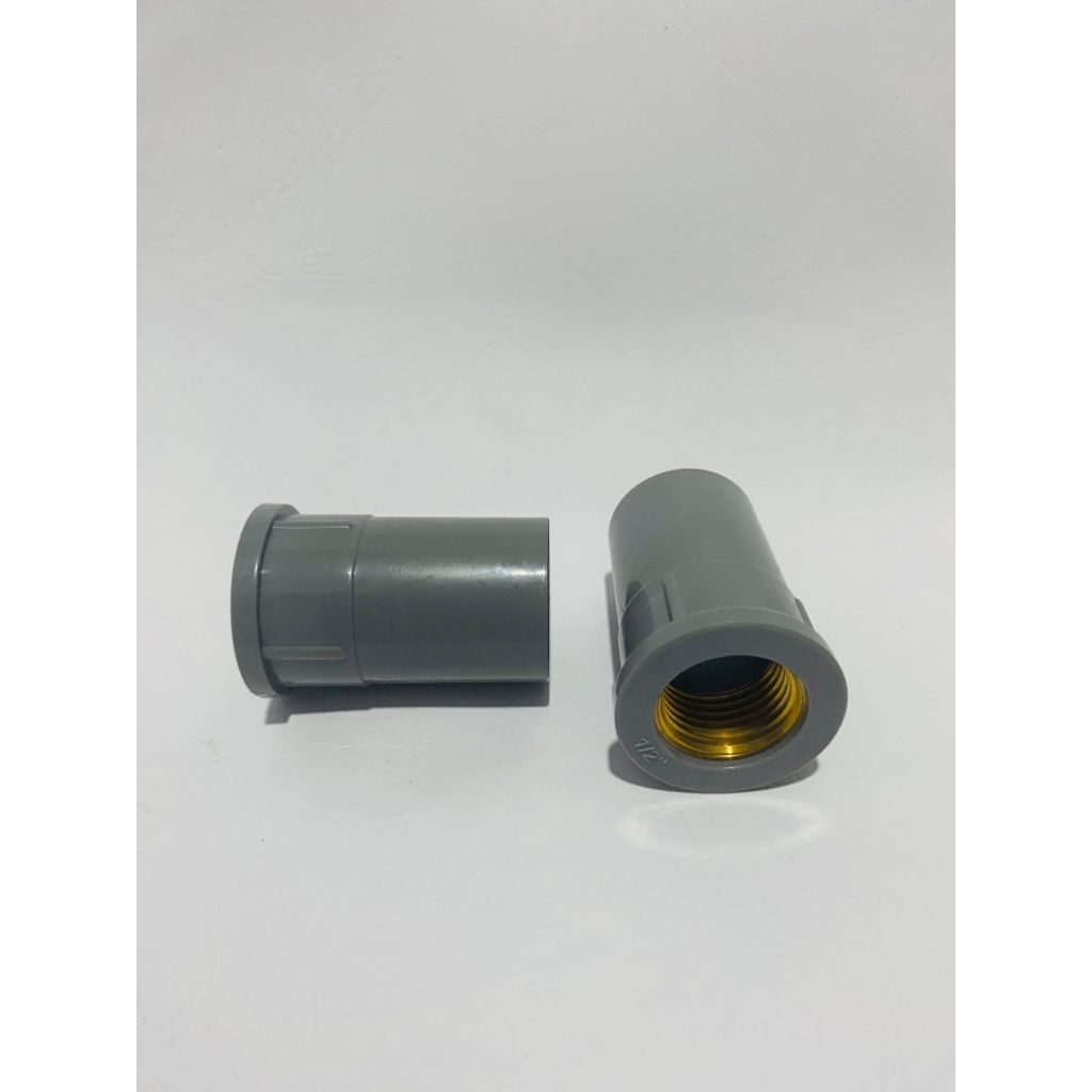 Sock Kran Lurus PVC Drat Kuningan 1/2" inch / Socket PVC Drat Kuningan