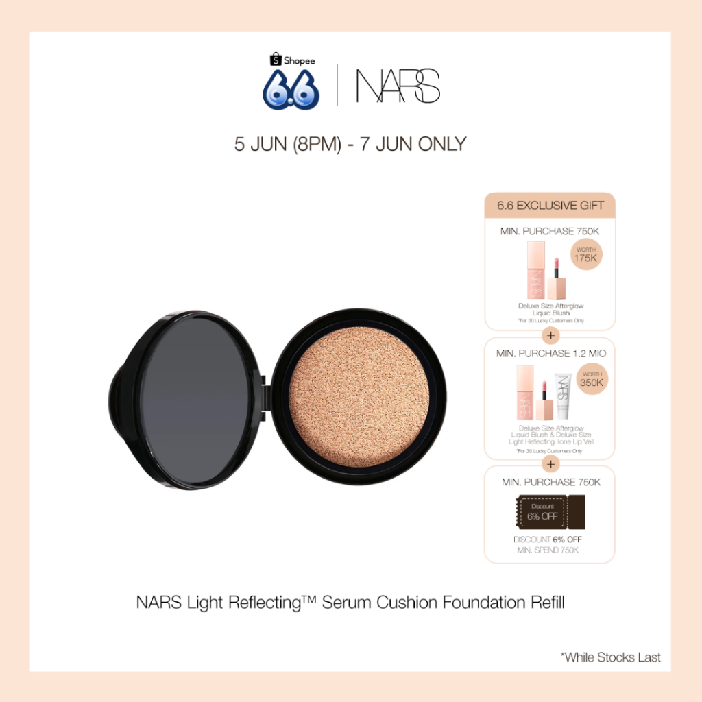 NARS Light Reflecting™ Serum Cushion Foundation Spf 42/Pa++ (Refill) - Hasil akhir yang natural dan 