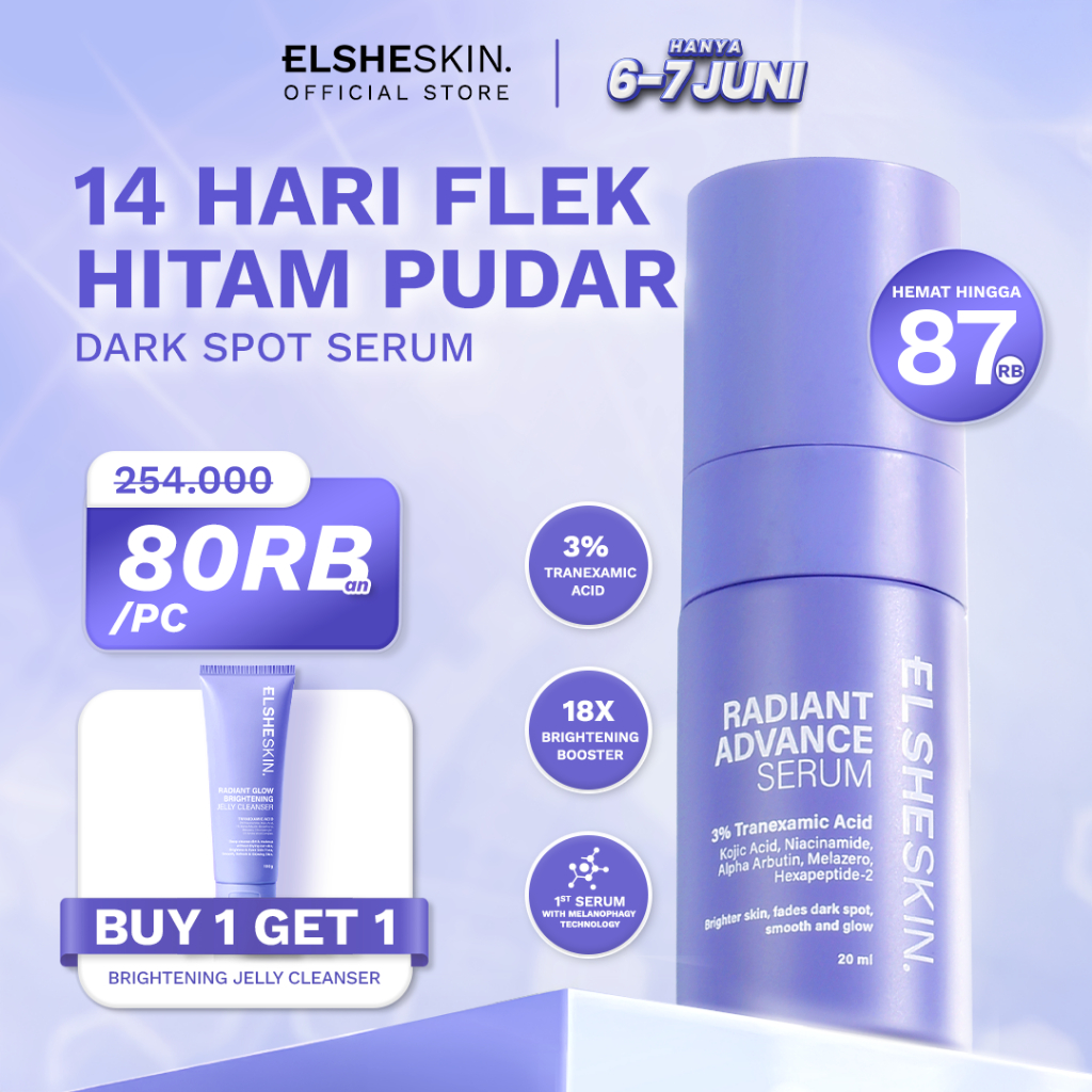 Elsheskin Radiant Advance Serum 20ml Brightening Serum Cerahkan Kulit Kusam Mencerahkan Maksimal dan