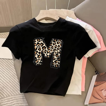 KAOS CROPTOP WANITA INISIAL M ALL SIZE CROP TOP KNIT MOTIF GAMBAR INISIAL M