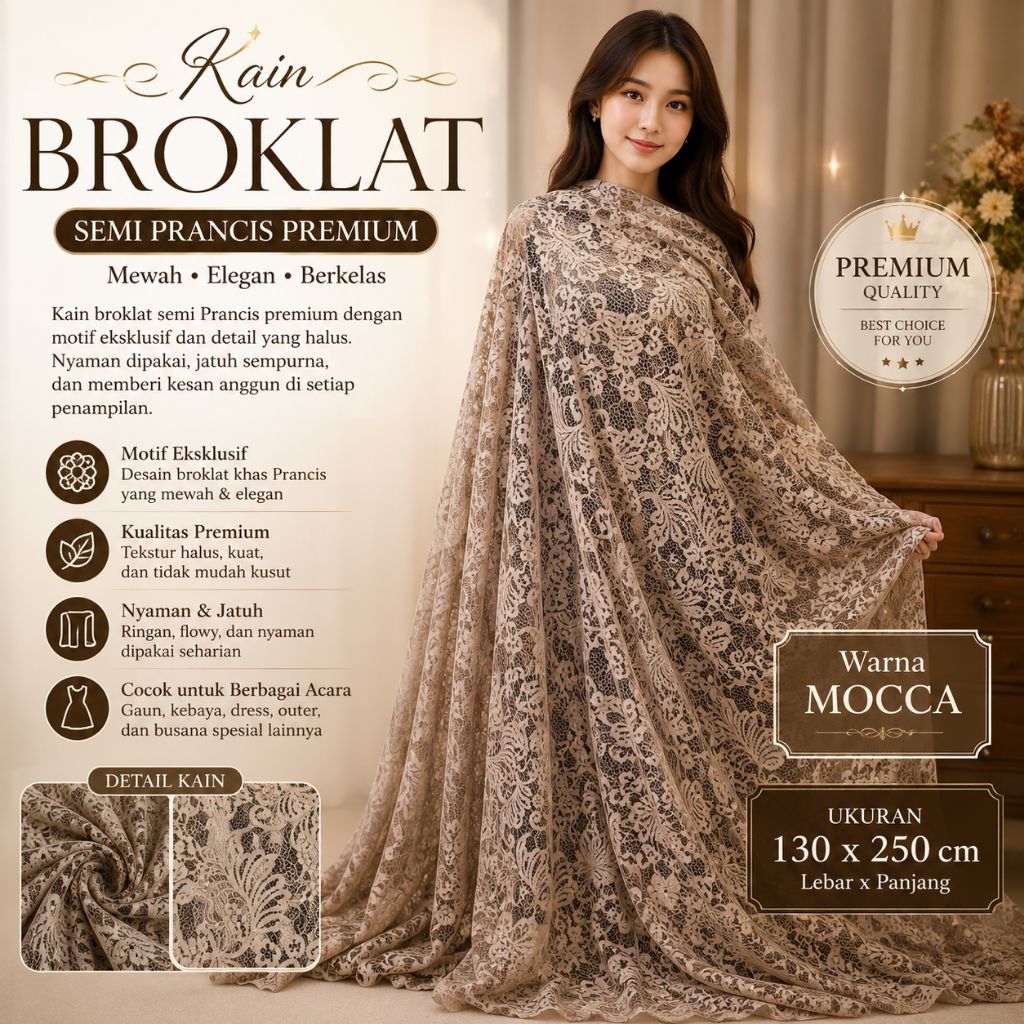 Kain brokat semi Prancis / kain brokat semi Prancis premium / kain brokat premium mewah