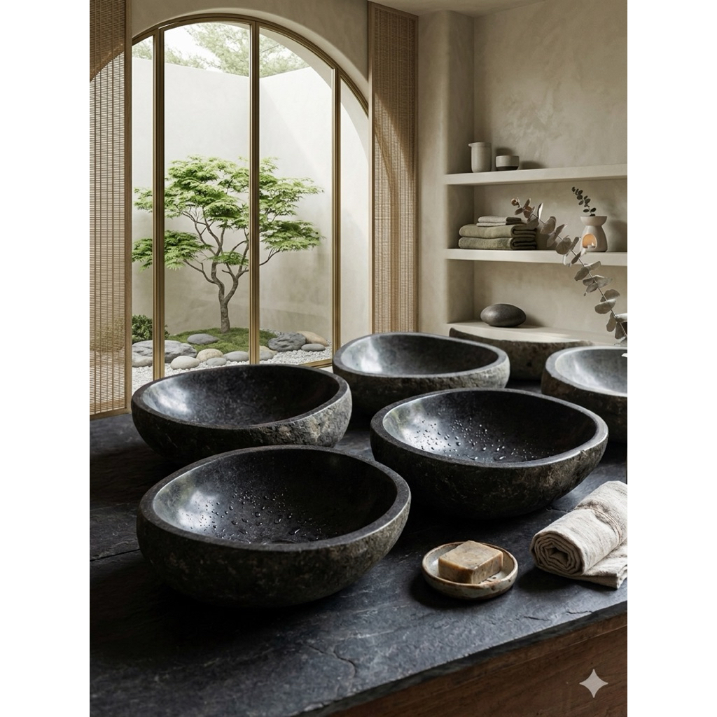 Washtafel batu alam / Washtafel Batu kali / Bak cuci tangan