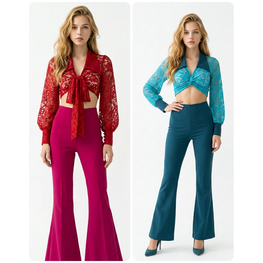 Atasan dan celana panjang/ Croptop / celana brokat / brokat