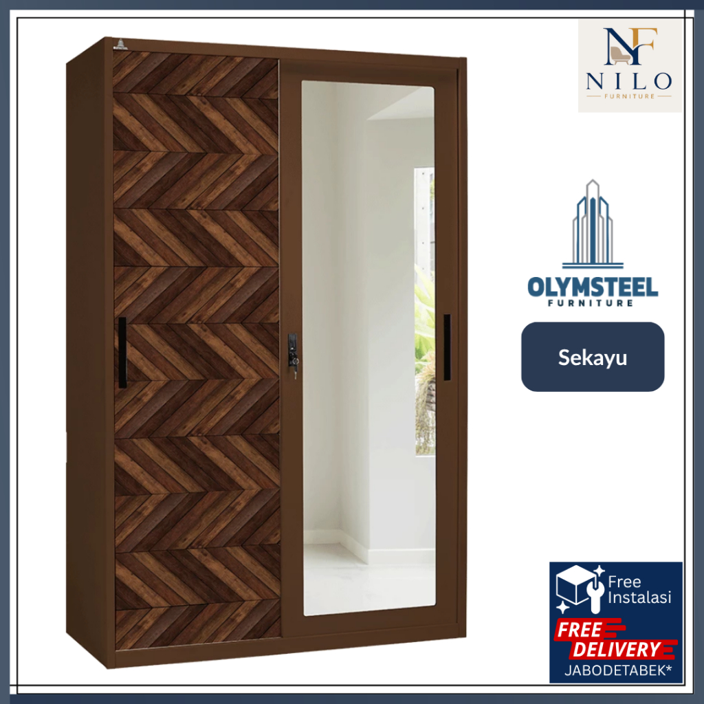 Lemari Pakaian - Olymsteel OSWS Sekayu - 2P 90/120 - 3P 150 - 4P2L - Lemari Baju Besi - Lemari Kamar