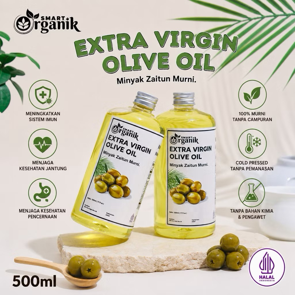 SMART ORGANIK - Extra Virgin Olive Oil EVOO Minyak Zaitun Murni HALAL 100% Asli MPASI Anak