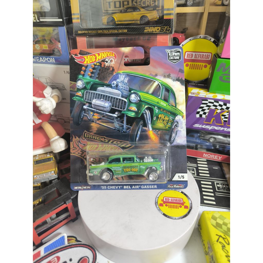 hotwheels Chevy Bel air gasser car Culture tri me green car