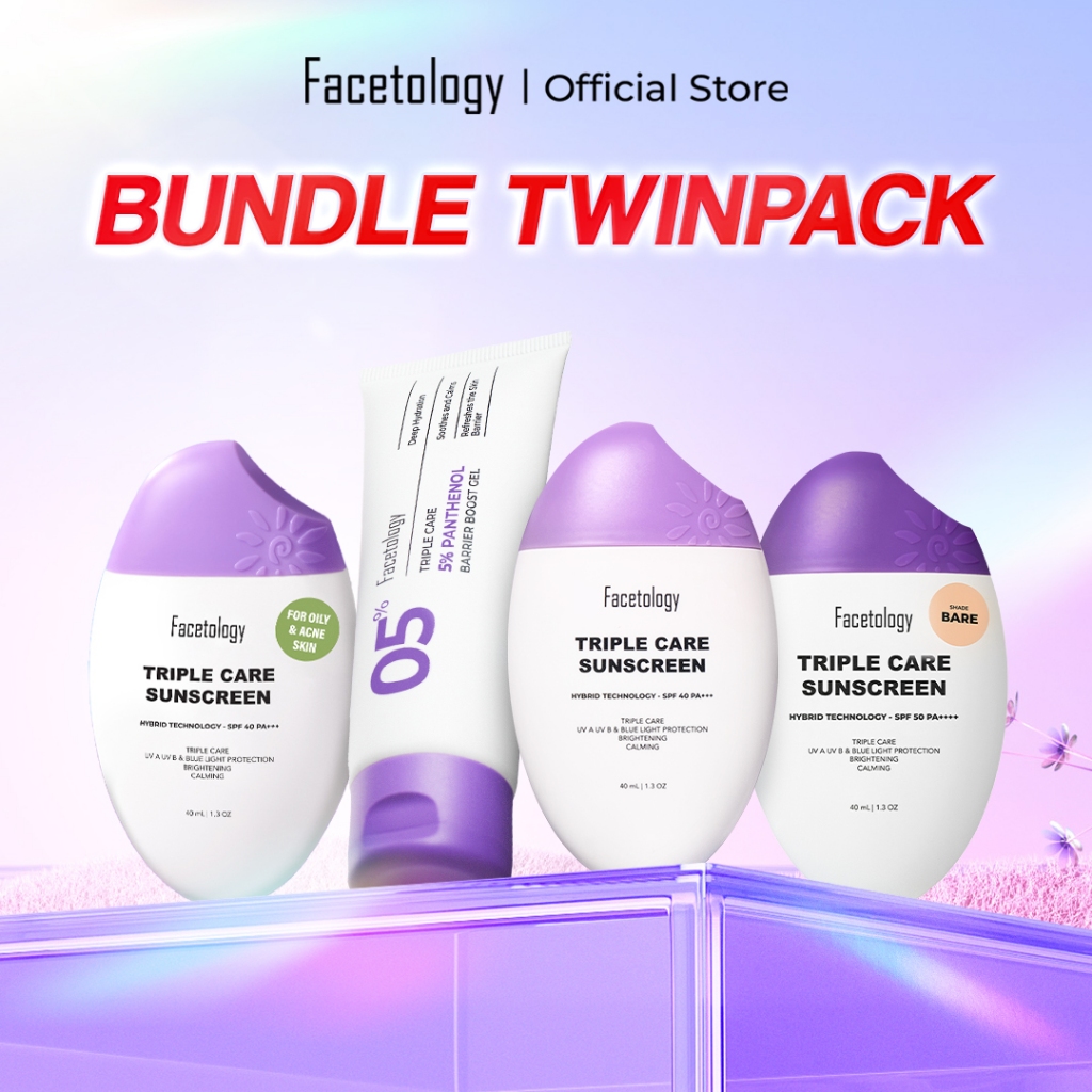 Facetology Moisturizer Triple Care 5% Panthenol Barrier Boost Gel 40gr + Triple Care Sunscreen SPF 4
