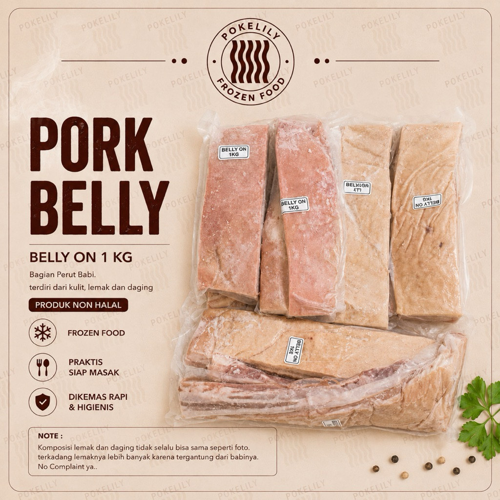 PORK BELLY UTUH 1000GR SAMCAM MENTAH 1 KG PERUT BABI KULIT LEMAK SAMCAN DAGING BABI SURABAYA NON HAL