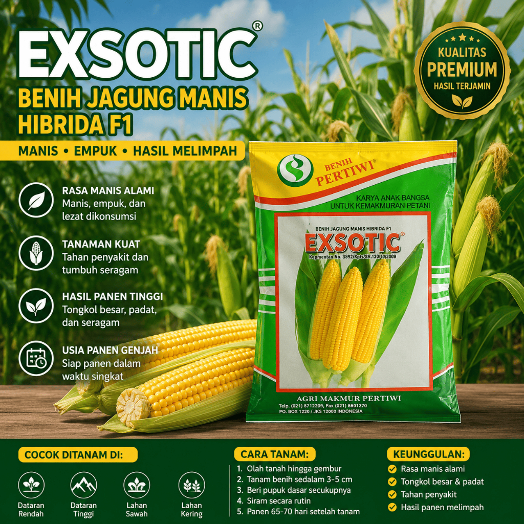 Exotic - Benih Jagung Manis / Bibit Jagung Manis / Benih Jagung Manis Pertiwi Exotic Kemasan Pabrik