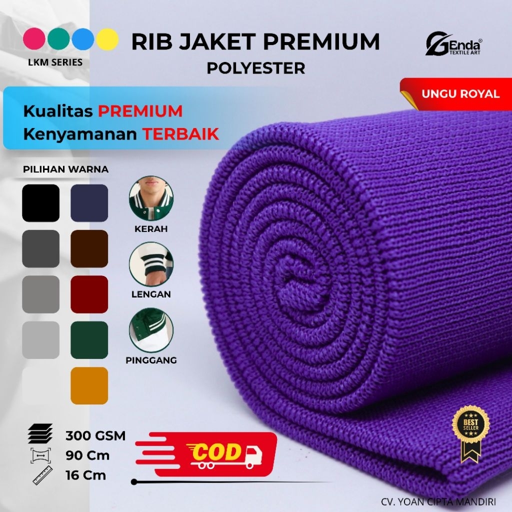 Ungu Royal | Kain rib bur pemium polyester untuk jaket aksesoris fashion warna lengkap bisa custom