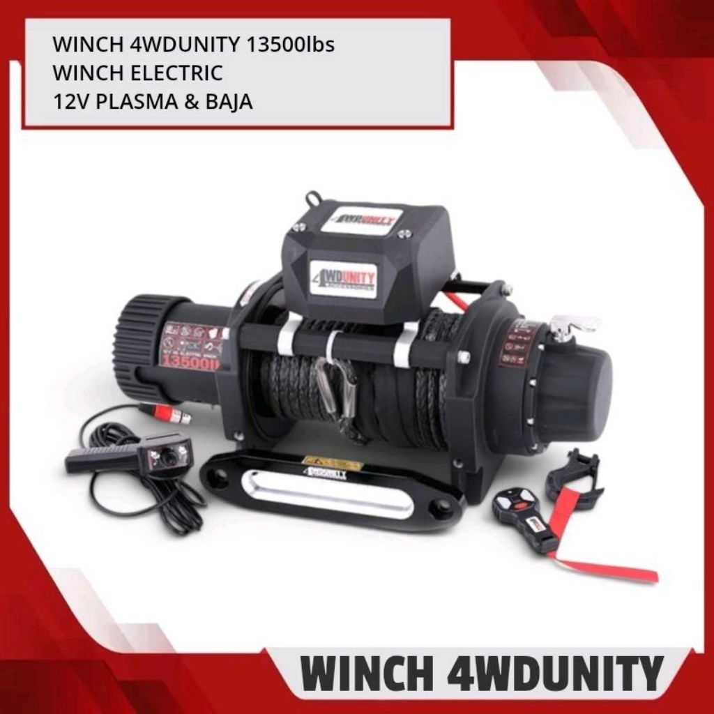 Winch Mobil Offroad 4WDUNITY 12V 13500LBS Tali Plasma | Winch 13500LBS Plasma 12V | Winch Mobil Towi