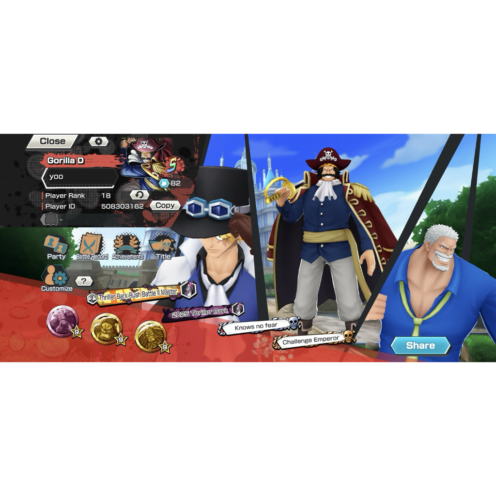 Akun one piece bounty rush 4 EX / Garp lvl 100+ good medal
