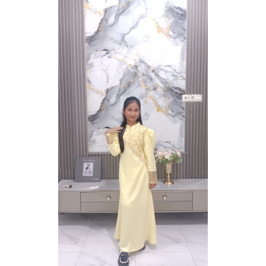gamis anak nadira brukat miring