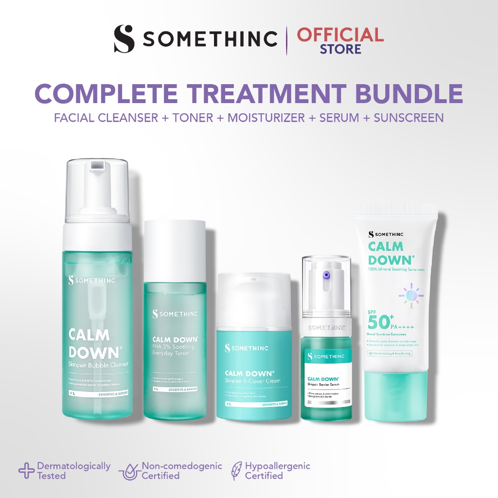 SOMETHINC Calm Down Series (Bubble Cleanser, Barrier Serum, R-Cover Cream, Soothing Toner) - memperk