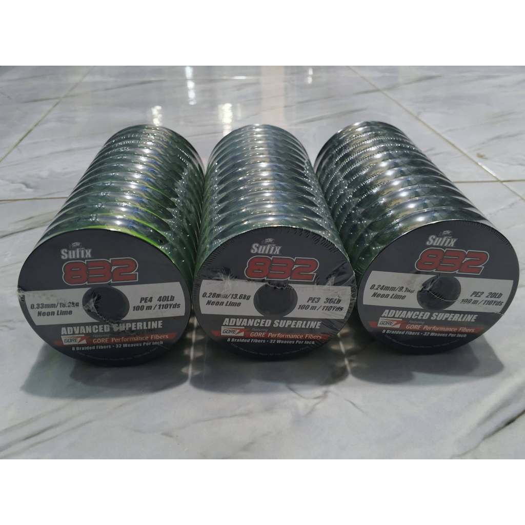 TOUMAN PANCING - Senar PE Sufix 832 Advanced Superline Neon Lime X8 Gore Fiber 100M Original