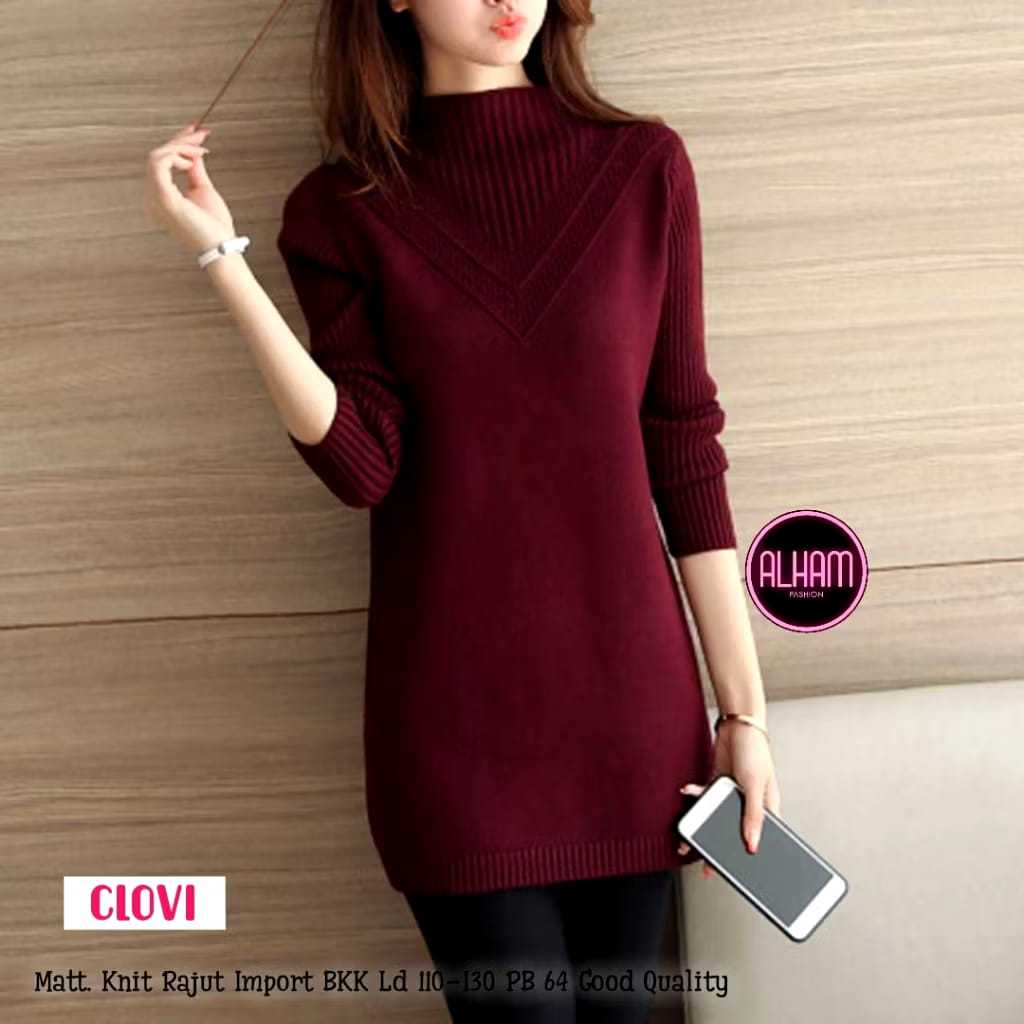 KENTA • MORRA •INARA • INATA • CLOVI TUNIK BY BELVA ALHAM FASHION TUNIK RAJUT IMPORT HALUS TEBAL SAK
