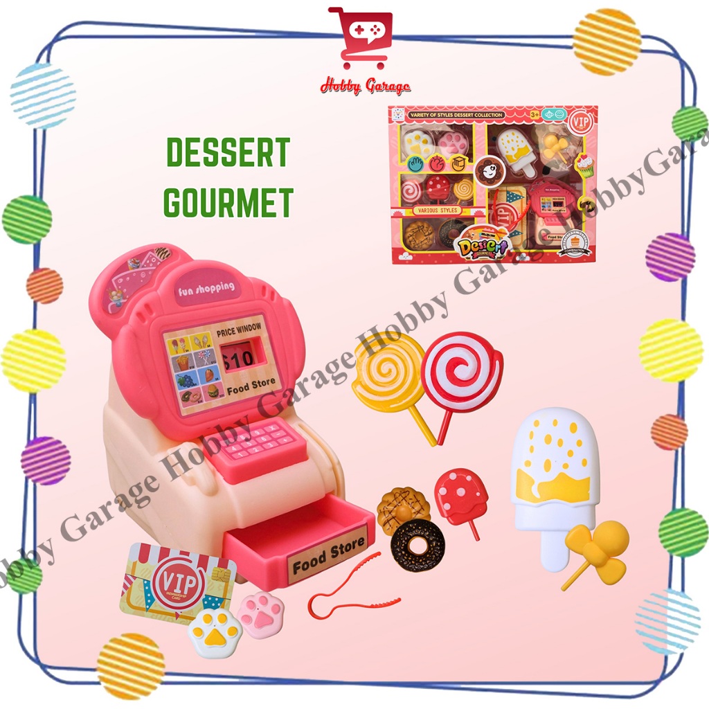 Mainan Dessert Gourmet Anak Toko Dessert Lolipop Ice Cream Donat Permen Es Krim Set Shop