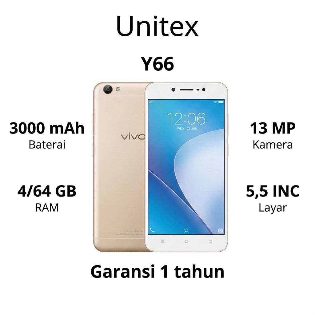 HP SMARTPHONE Y66 Gold - RAM 4/64GB, Desain Elegan, Kamera 13MP, Baterai 3000 mAh