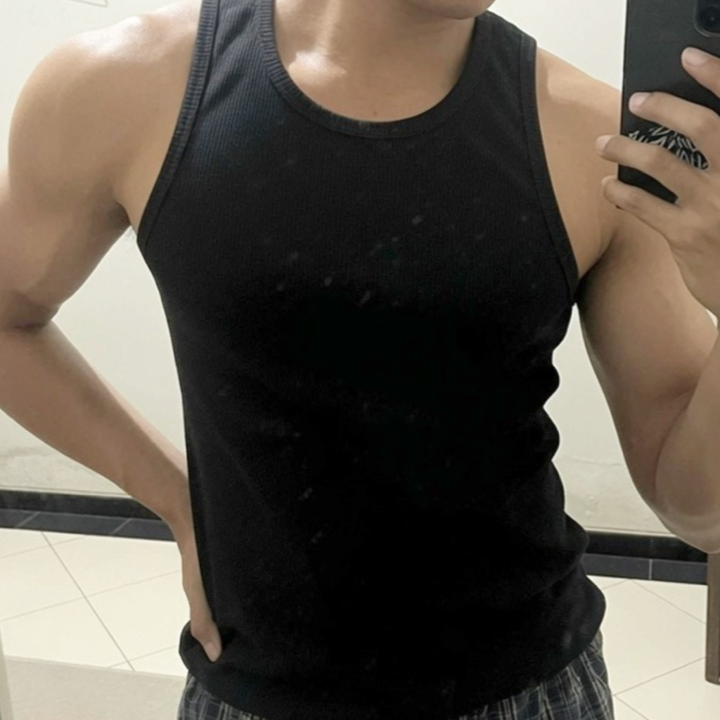 Tanktop singlet gym rib pria (free request)