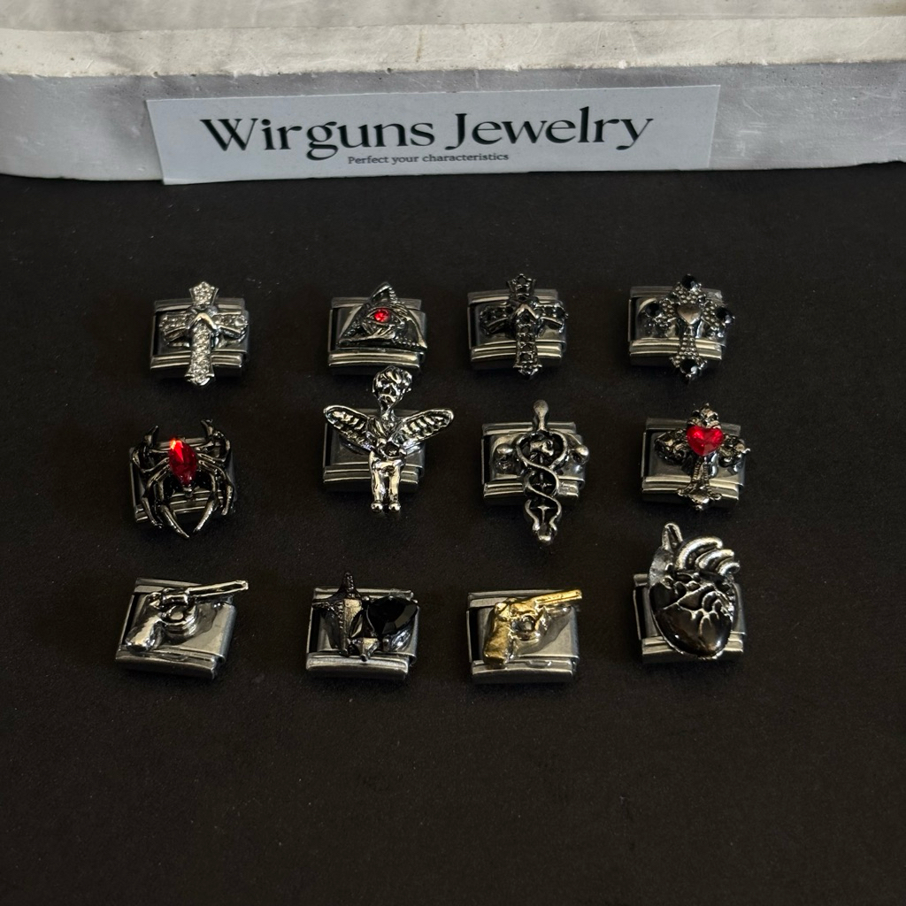 Wirguns Jewelry Italian Charms Bracelet Links Gelang Modular Stainless Steel Unisex Pria Wanita Gaya