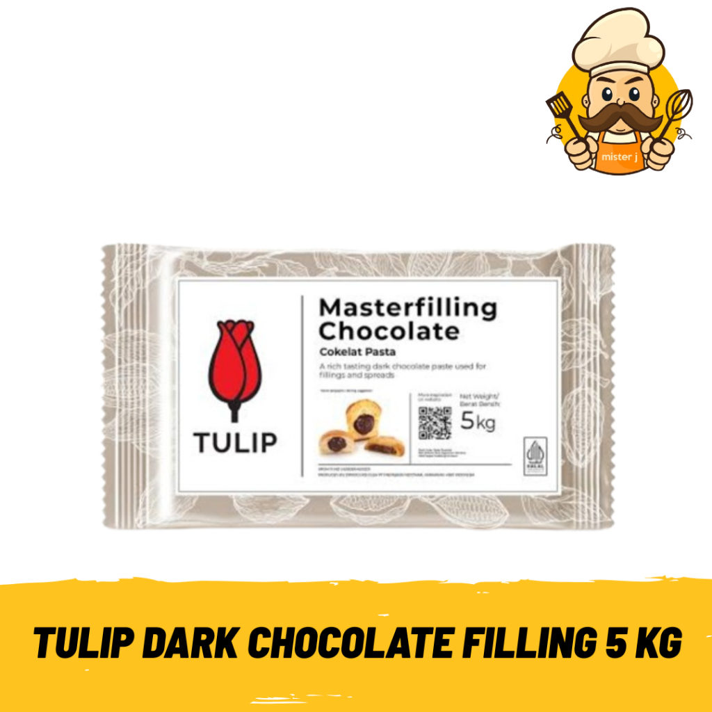 Tulip Dark Chocolate Filling | 5 Kg | Tulip Filling Coklat Pasta | Isian Coklat