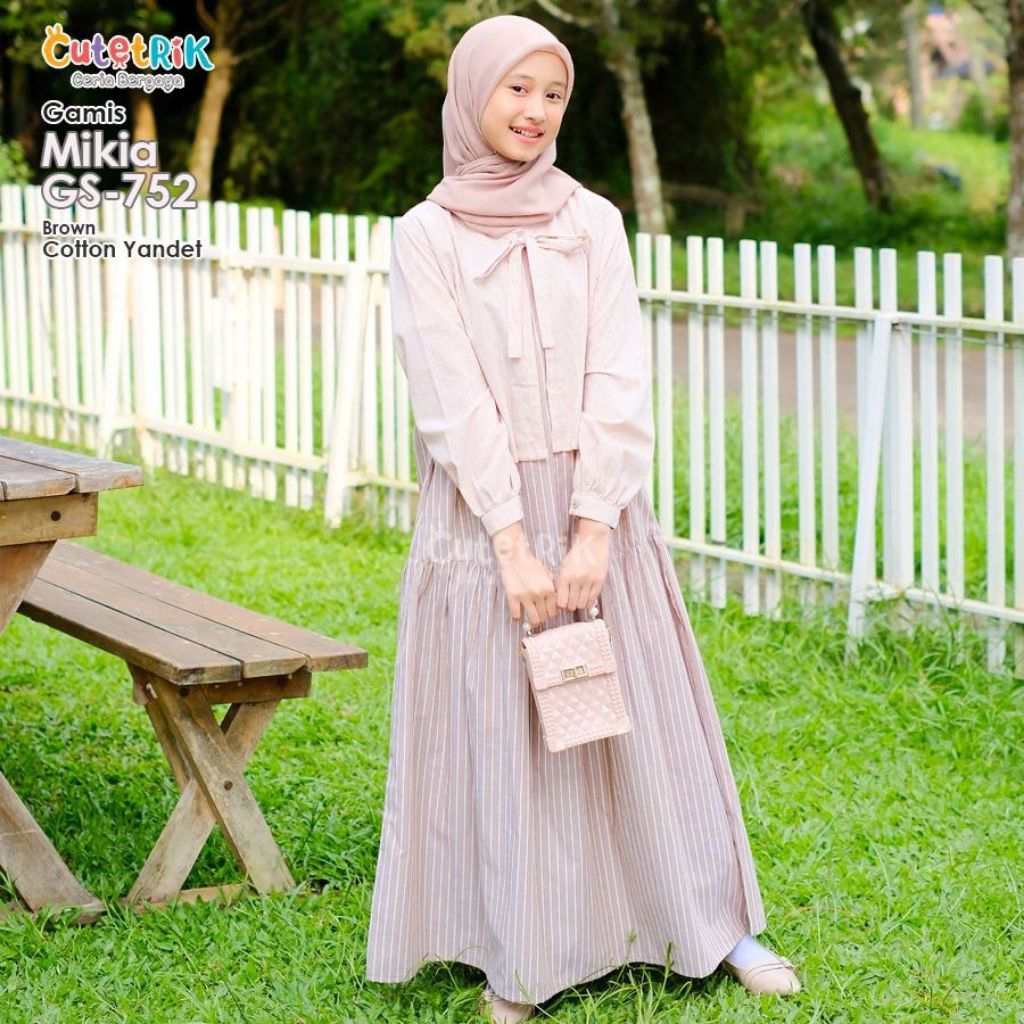 GAMIS ANAK WARNA BROWN PINK GAMIS LOOK ROMPI ANAK TANGGUNG DAN REMAJA KOREAN LOOK MIKIA BY CUTETRIK 