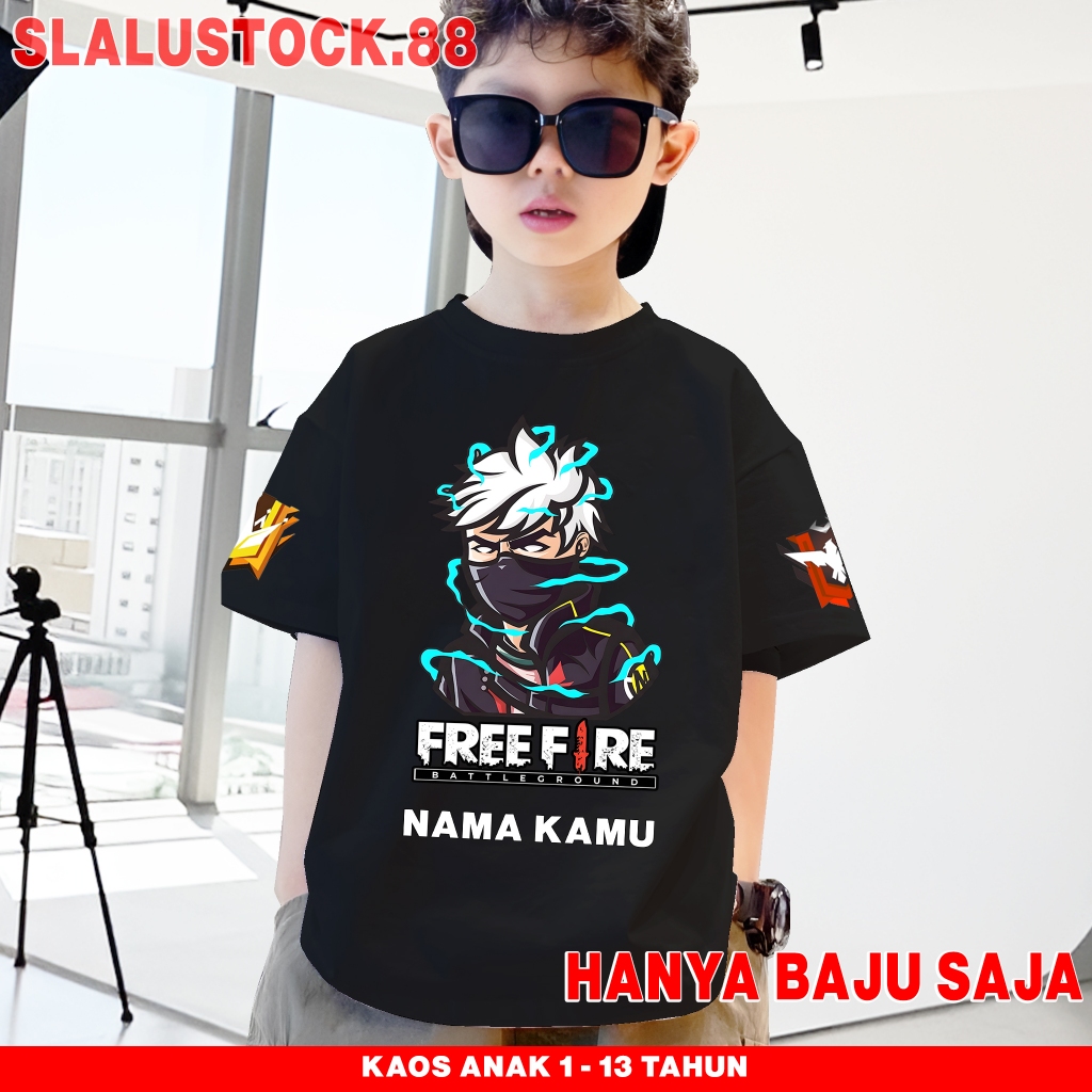 Baju Anak Tambah nama grastis karakter free fire Kaos FF Bahan Semi Katun