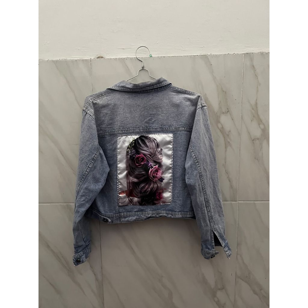 Jaket jeans wanita snow blue dan snow black