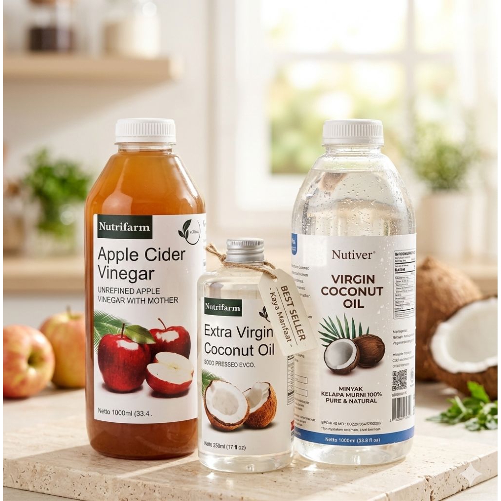 [deffect kemasan] CUKA APEL,LEMON EXTRA VIRGIN COCONUT VCO 500ML, VCO 1000ML / MINYAK KELAPA MURNI/ 