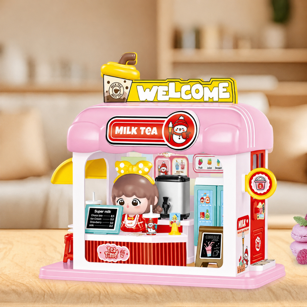 MAINAN DIY MINI SCENE SERIES MINI JEL MILK TEA SHOP/KEDAI BOBA ESTETIK 0423A